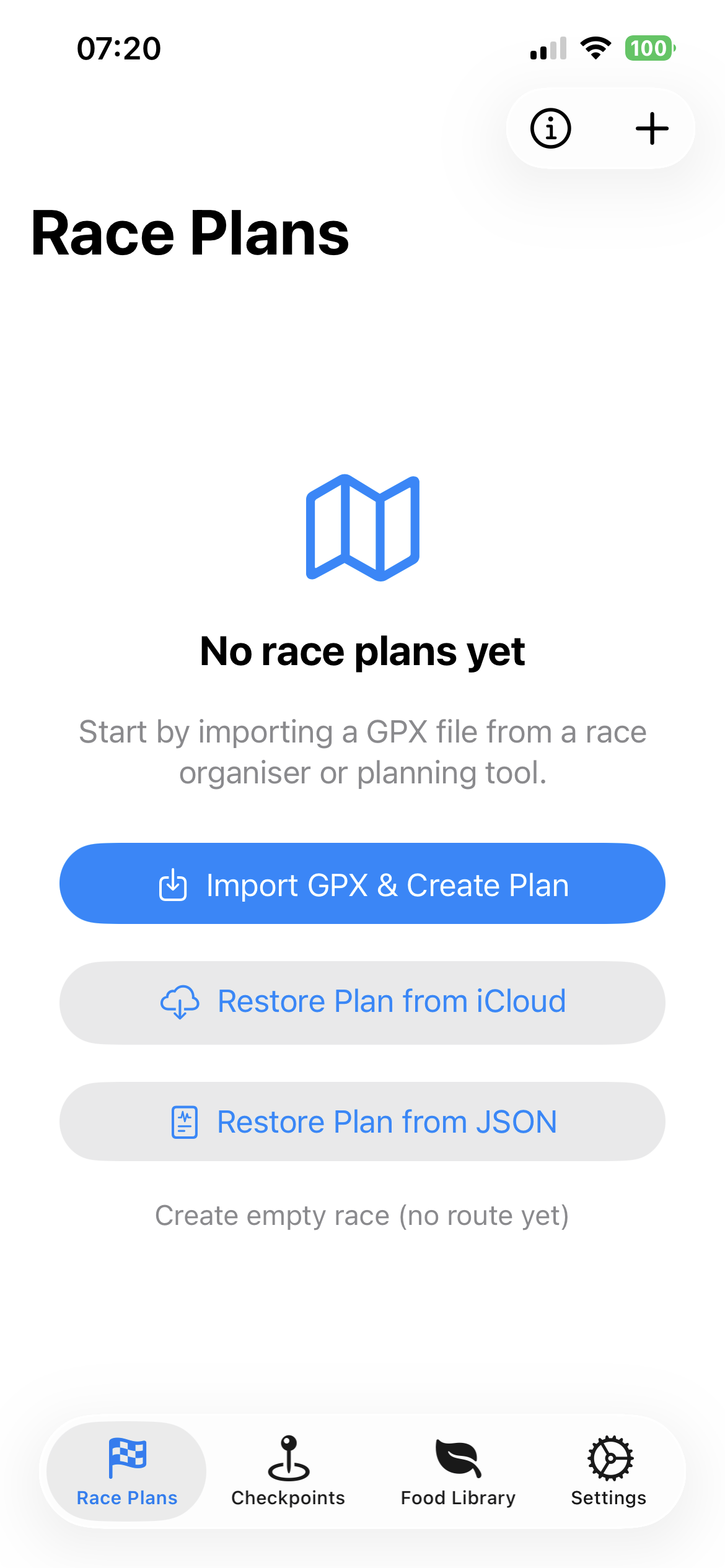 Create Race Plan
