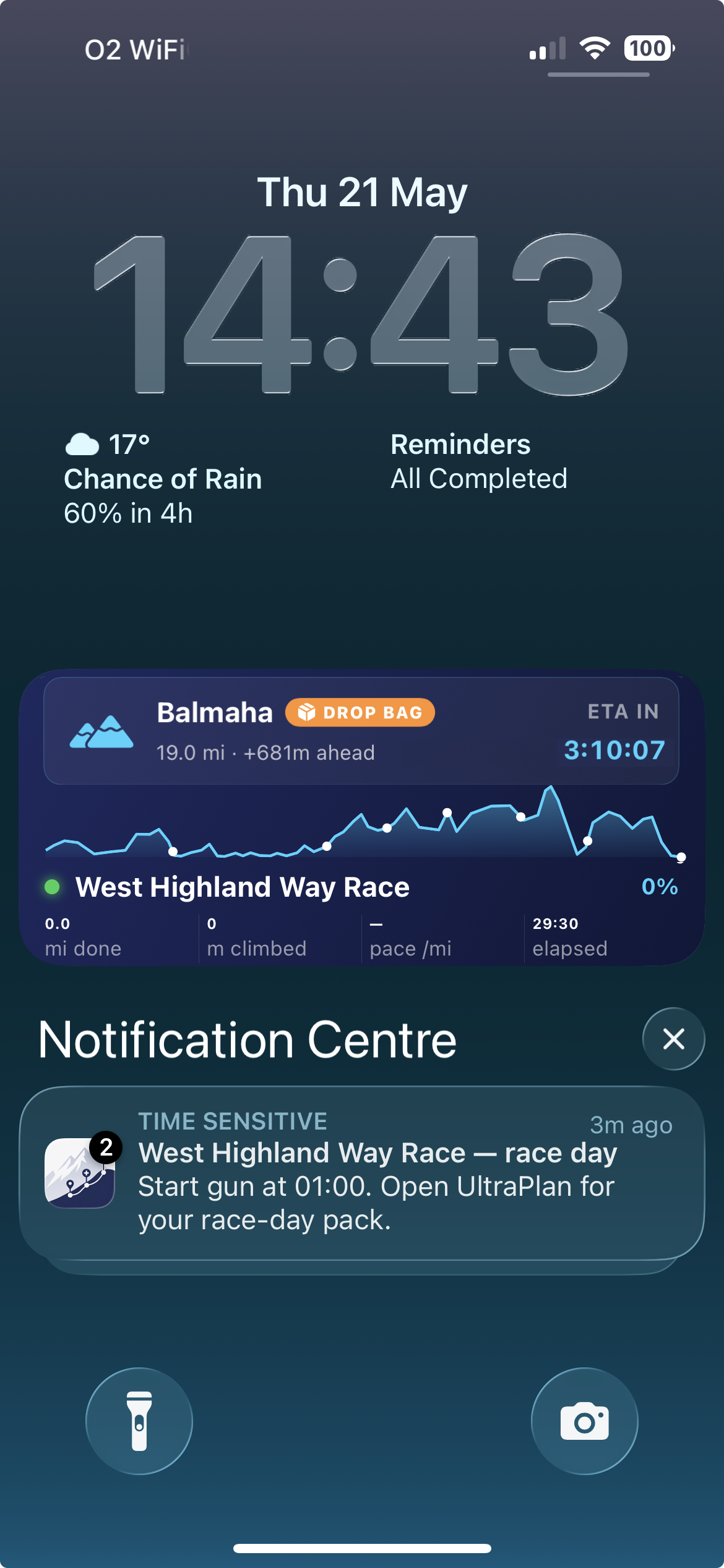 Race tracker widget and notifications