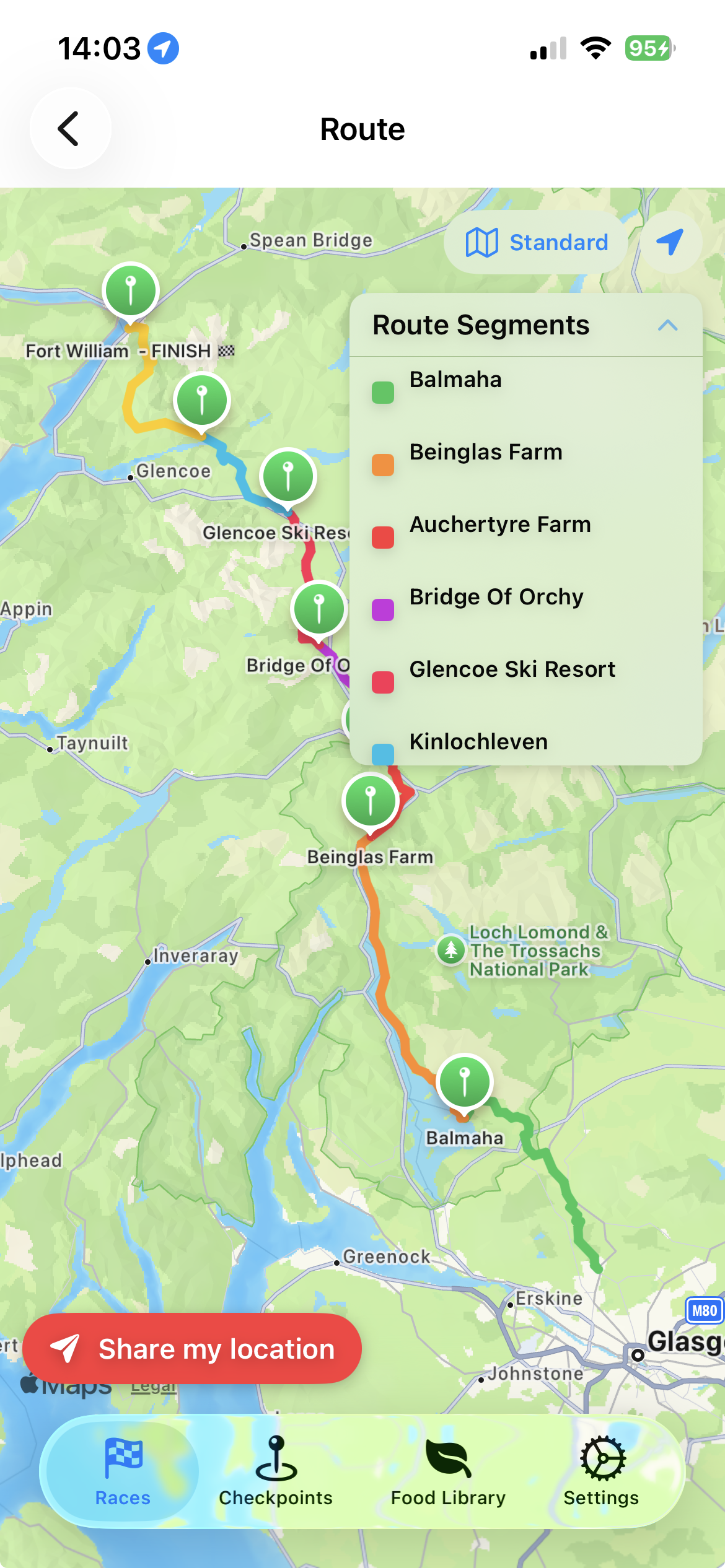 Interactive route map