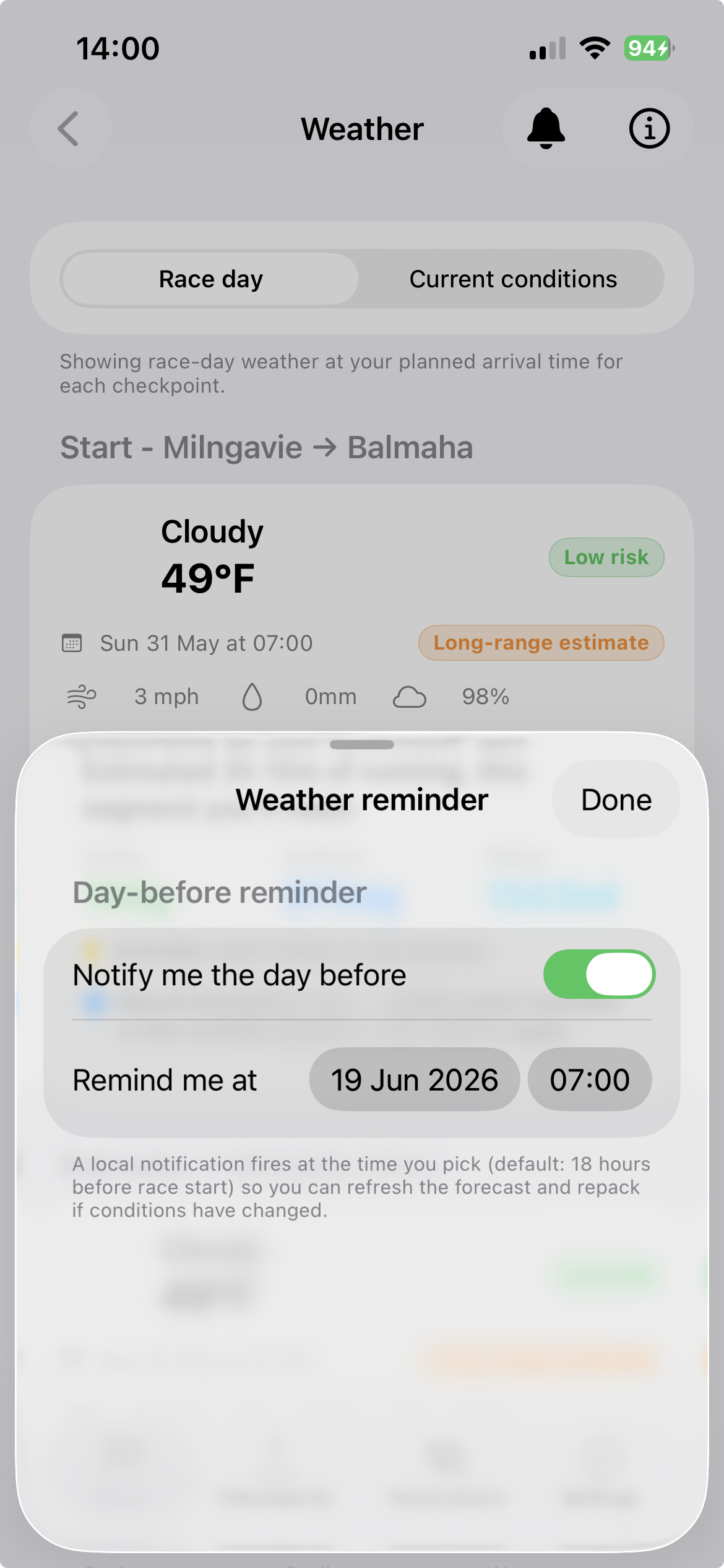 Weather notification